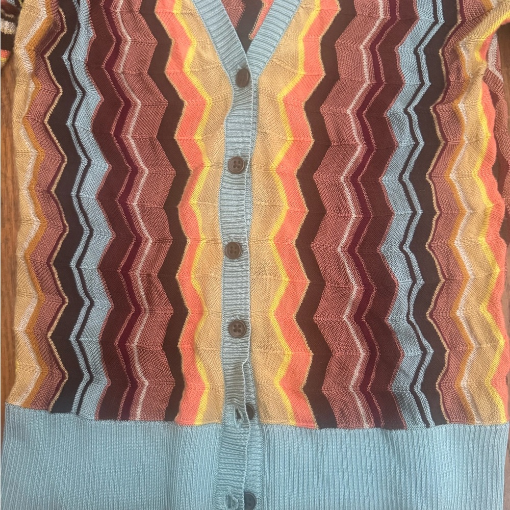 Missoni Vibrant Zigzag Cardigan in Blue, Brown, and Gold - Picture 4 of 4